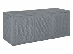 Discount Caja de almacenamiento para jardín de ratán PP de 270 L Gris