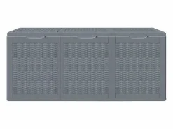 Discount Caja de almacenamiento para jardín de ratán PP de 270 L Gris