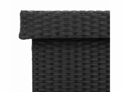 Caja de almacenamiento para jardín de mimbre de resina negra y ruedas