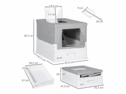 Outlet PawHut Caja de arena 47.5x35.5x36.7 cm Gris