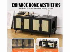 Caja de Arena para Gatos SucceBuy, Muebles Ocultos de Madera con 2 Habitaciones, Color