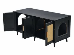 Caja de Arena para Gatos SucceBuy, Muebles Ocultos de Madera con 2 Habitaciones, Color