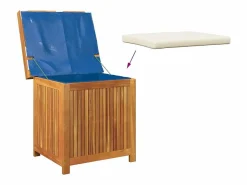 Caja de cojines para exterior 60x50x61 cm madera maciza de acacia
