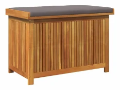 Caja de cojines para exterior 90x50x60,5 cm madera maciza de acacia Armario De Jardín