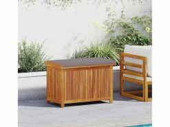 Caja de cojines para exterior 90x50x60,5 cm madera maciza de acacia Armario De Jardín
