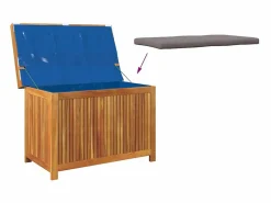 Caja de cojines para exterior 90x50x60,5 cm madera maciza de acacia Armario De Jardín