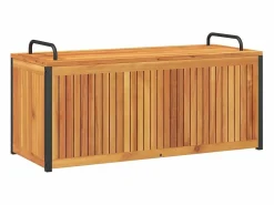Outlet Caja de cojines para exterior fabricada en madera maciza de acacia y acero. Armario De Jardín
