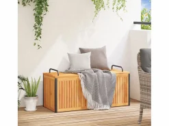 Outlet Caja de cojines para exterior fabricada en madera maciza de acacia y acero. Armario De Jardín