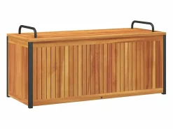 Outlet Caja de cojines para exterior fabricada en madera maciza de acacia y acero. Armario De Jardín