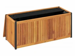Outlet Caja de cojines para exterior fabricada en madera maciza de acacia y acero. Armario De Jardín