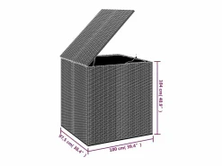 Caja de cojines para jardín de resina tejida 100x97,5x104cm Marrón