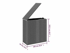 Caja de cojines para jardín de resina tejida 100x49x103,5cm Marrón