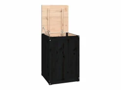 Caja de lavandería negra 44x44x66 cm Madera maciza de pino