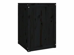 Caja de lavandería negra 44x44x66 cm Madera maciza de pino