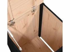 Caja de lavandería negra 44x44x66 cm Madera maciza de pino