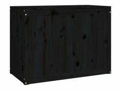 Caja de lavandería negra 88,5x44x66 cm Madera maciza de pino Negro