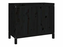 Caja de lavandería negra 88,5x44x76 cm Madera maciza de pino