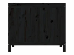 Caja de lavandería negra 88,5x44x76 cm Madera maciza de pino