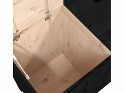 Caja de lavandería negra 88,5x44x76 cm Madera maciza de pino
