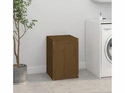 Caja de ropa marrón miel 44x44x66 cm Madera maciza de pino Marru00f3n