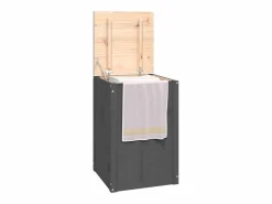 Caja de ropa sucia 44x44x66 cm Madera maciza de pino Gris