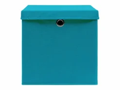 Cajas de almacenaje con tapa 4 uds 28x28x28cm celeste Baúl De Jardín