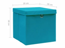 Cajas de almacenaje con tapa 4 uds 28x28x28cm celeste Baúl De Jardín