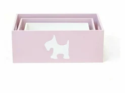 New Cajas set de 3 MDF 15x40x28/13x35x23/11x30x18cm Rosa