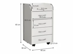 Vicco Cajonera con ruedas 36x40x65 gwendolyn