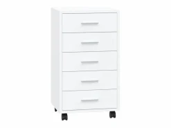 vidaxl Cajonera con ruedas madera contrachapada blanco brillante