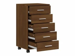 Best vidaxl Cajonera con ruedas madera contrachapada marrón roble Marru00f3n