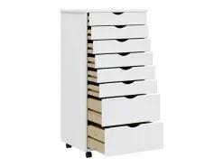 New vidaxl Cajonera con ruedas MOSS madera maciza de pino Blanco