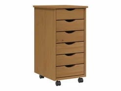 vidaxl Cajonera con ruedas MOSS madera maciza pino marrón miel
