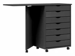 Clearance vidaxl Cajonera con ruedas y escritorio MOSS madera maciza pino Gris
