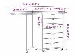 Clearance vidaxl Cajonera con ruedas y escritorio MOSS madera maciza pino Gris
