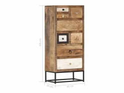 Online vidaxl Cajonera de madera maciza reciclada 45x30x105 cm Marru00f3n