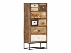 Online vidaxl Cajonera de madera maciza reciclada 45x30x105 cm Marru00f3n