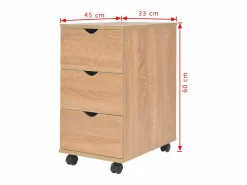 vidaxl Cajonera de madera 33x45x60 cm color roble Color natural claro