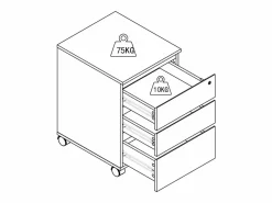 Clearance Vente-unique Cajonera de oficina con 3 cajones en color - OLBERDA Blanco
