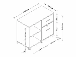 Clearance Vente-unique Cajonera de oficina con 2 cajones color - NILIKO Blanco