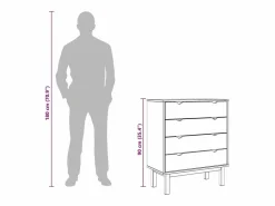 vidaxl Cajonera OTTA madera maciza de pino 76,5x39,5x90 cm