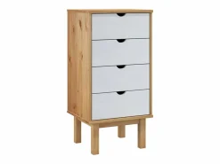 Best vidaxl Cajonera OTTA madera maciza de pino marrón y 45x39x90 cm Blanco