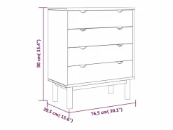 Hot Cajonera OTTA madera maciza pino marrón y 76,5x39,5x90 cm Cómoda