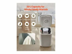 Calentador de Toallas 20 L SucceBuy, Cubo Secatoallas para Baño, con Pantalla LED, Regulación de Temperatura, Temporizador y Bloqueo de Seguridad