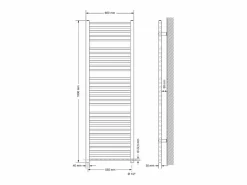 LuxeBath Calentador de toallas Sahara Design, 600 x 1800 mm, , conexión lateral, forma recta