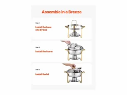 Best Calentadores de Comida SucceBuy Juego de 4 Calentadores de Bufé Redondos de 4.7 L, de Acero Inoxidable, con 4 Cuencos de Gran Capacidad, Tapa y Pinzas