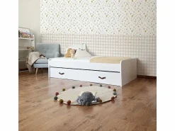 Online Cama + elevable aglomerado con somier y colchones 105/105 cm Blanco