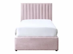 New Vente-unique Cama 90 x 190 cm con 2 cajones en tela - SARAH Rosa