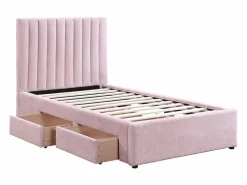 Sale Vente-unique Cama 90 x 190 cm con 2 cajones de tela + colchón - SARAH Rosa