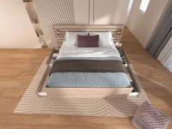 Best Vente-unique Cama 140 x 190/200 cm con 4 cajones color natural - TENALIA II Color natural claro